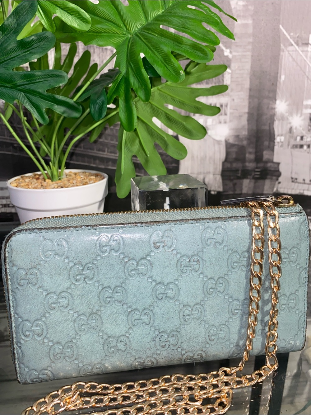 Authentic Gucci Rare Tiffany Blue Guccissima GG Monogram Leather Wallet - Picture 4 of 17